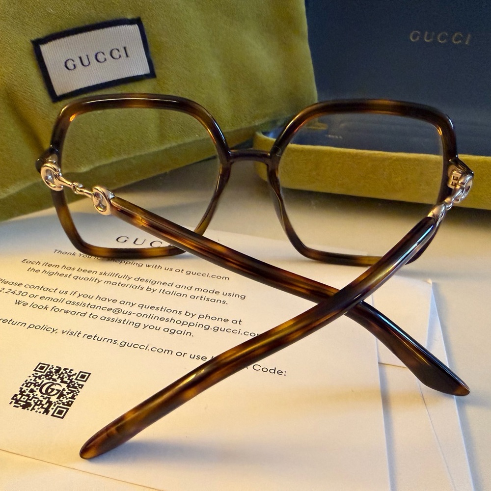Gucci Tortoise Shell Square Glasses - Picture 2 of 4